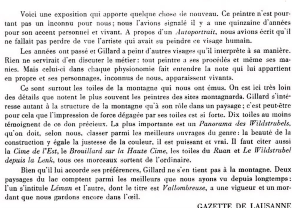 Article Gazette de Lausanne